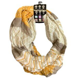 Grand | Women's Fashion Infinity Scarf | Yellow and Tan | One size